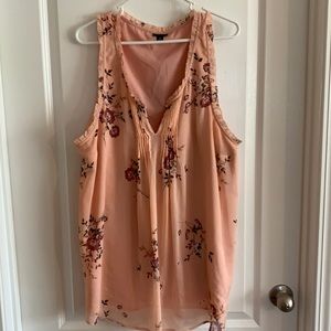 Rose color floral sleeveless top